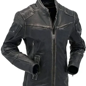 Mens Black Rivet Leather Jacket