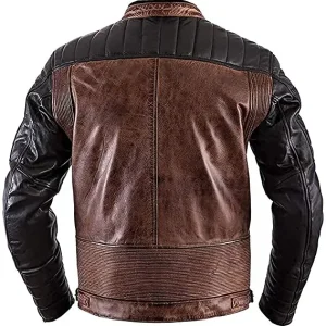 Distressed Brown Leather Biker Jacket