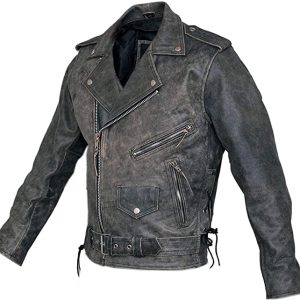 Men’s Black Distressed Leather Jacket