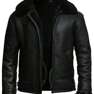 Black Aviator Leather Jacket Men