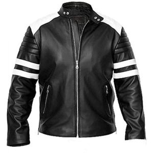 Black and White Brad Pitt Leather Jacket