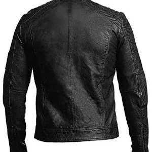 Mens Black Leather Cafe Racer Jacket