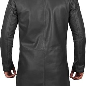 Mens Black Faux Leather Coat