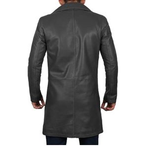 Mens Black Faux Leather Coat