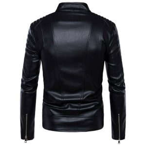 Mens Black Fitted Biker Leather Jacket