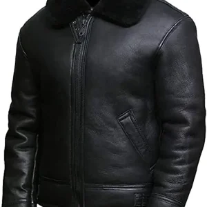 Black Aviator Leather Jacket Men