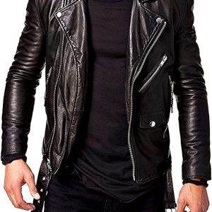 Mens Black Leather Motorcycle Jacket