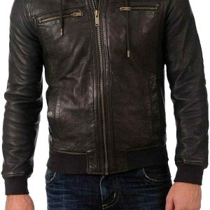 Men’s Black Leather Motorcycle Jacket