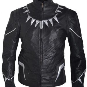 Black Panther Movie Leather Biker Jacket