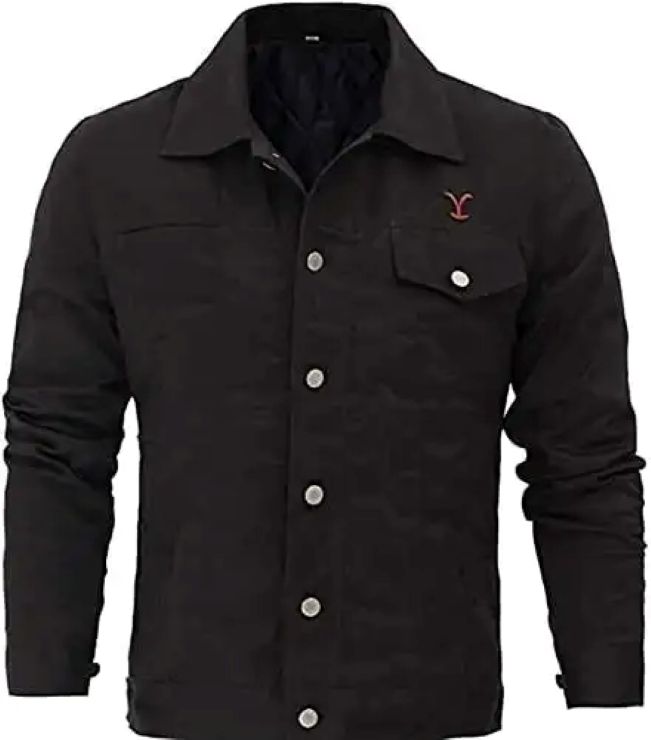 Rip Wheeler Yellowstone Black Leather Jacket front view