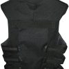 Mens punisher leather costume vest back view