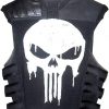 Mens punisher leather costume vest front view