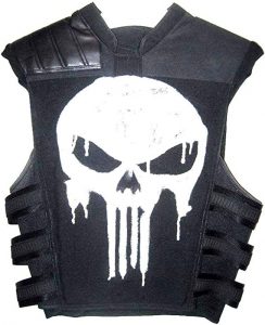 Mens punisher leather costume vest front view