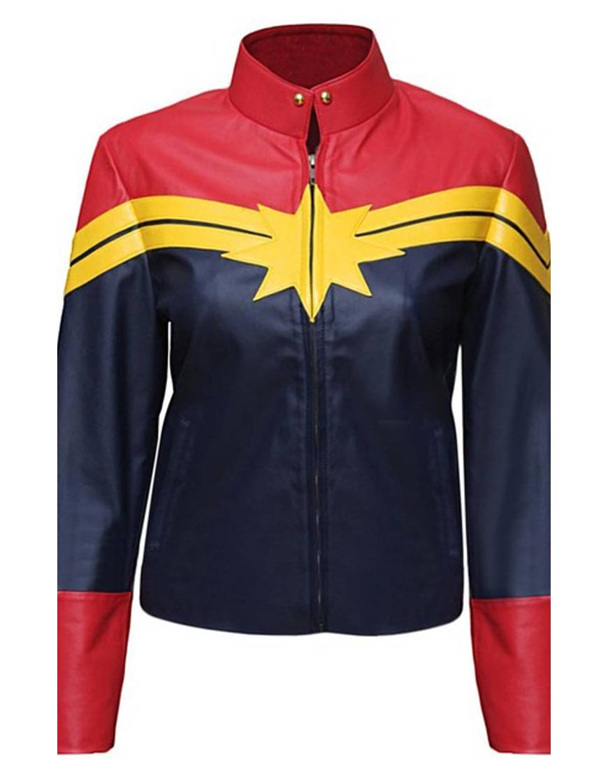 Carol danvers leather jacket front view