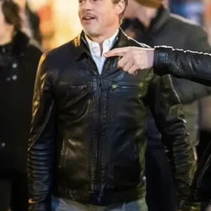 Brad Pitt Wolfs 2024 Leather Jacket