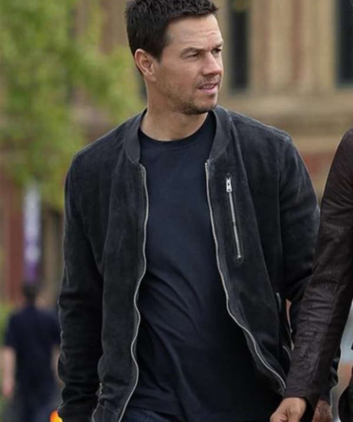 Mark wahlberg the union black bomber jacket front view