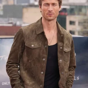 Twisters Premier Glen Powell Brown Suede Jacket
