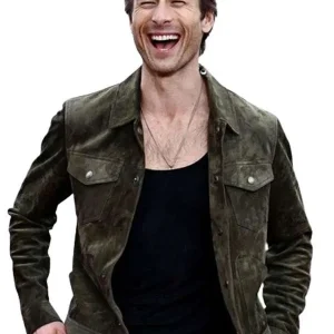 Twisters Premier Glen Powell Brown Suede Jacket