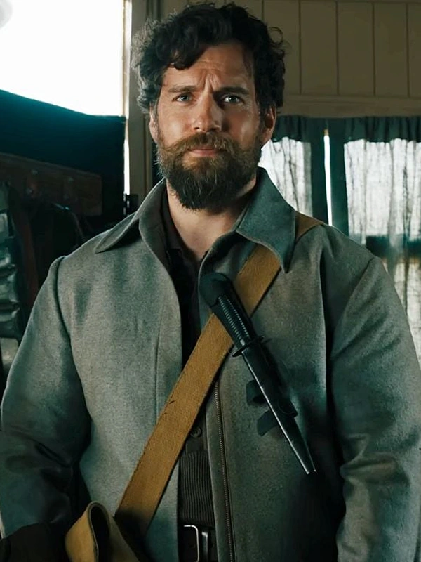The ministry of ungentlemanly warfare henry cavill grey jacket front view