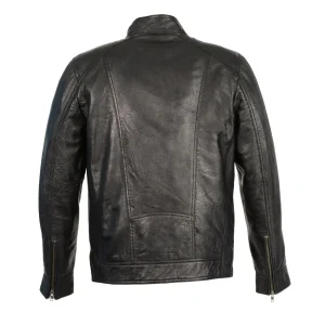 Mens Black Motorcycle Fashion Leather Jacket
