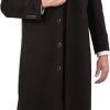 Mens brown single breasted wool blend overcoat front view