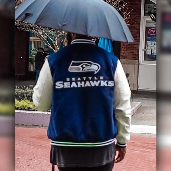 Seattle seahawks 50th season varsity jacket back view