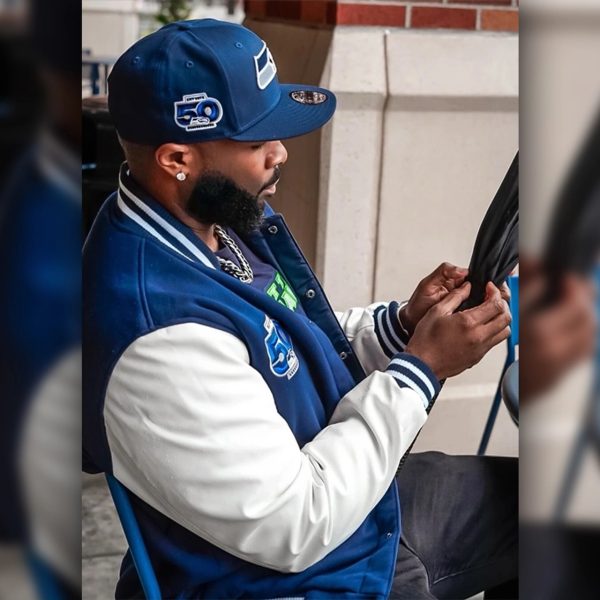 Seattle seahawks 50th season varsity jacket side view