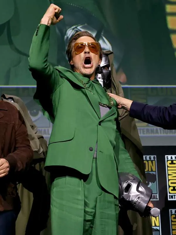 Avengers doomsday 2026 robert downey jr green blazer front view