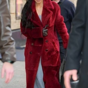 Kim Kardashian American Horror Story Red Fur Coat