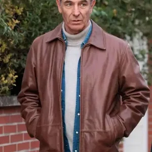 The Game 2025 Robson Green Brown Leather Jacket