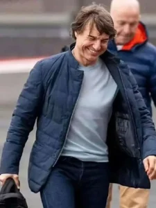 Tom cruise mission impossible 8 blue puffer jacket front view