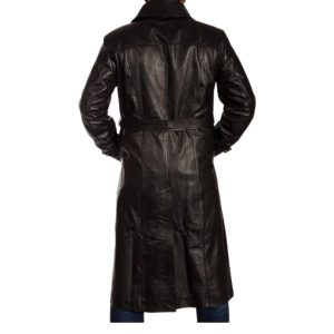 Black Leather Trench Coat For Men