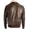 Mens brown shearling pilot jacket back view