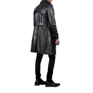 Mens Black Leather Duster Coat