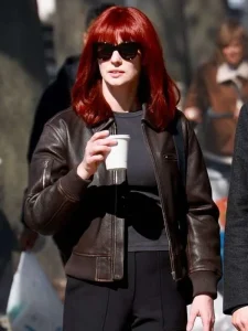 Karen page daredevil born again brown leather jacket front view