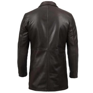 Distressed Dark Brown Leather Coat For Men’s