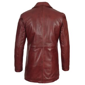 Mens Maroon Leather Coat