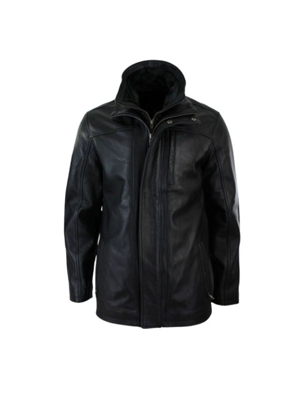 Mens 3/4 real leather safari jacket front view