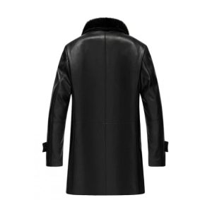 Mens Black Fur Collar Coat