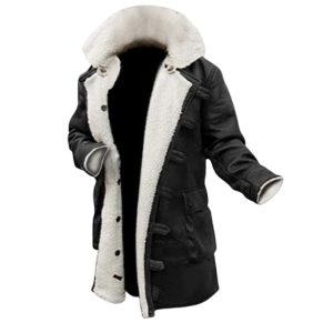Mens Bomber Real Leather Black Winter Coat