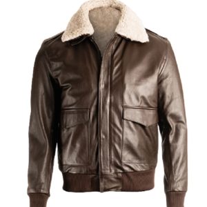 Mens Brown Shearling Pilot Jacket