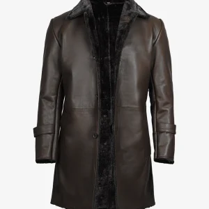 Men’s Dark Brown Shearling Leather Coat