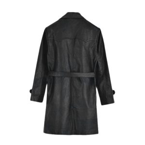 Mens Vintage Trench Leather Coat