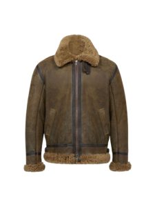 Mens shearling aviator classic jacket front view