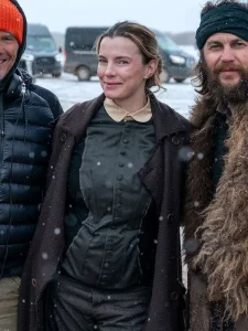 Sara rowell american primeval brown coat front view
