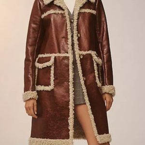 Beyond the Gates 2025 Ambyr Michelle Sherpa Trim Faux Leather Coat