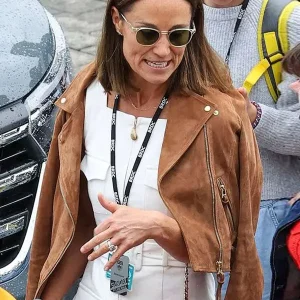 F1 Pippa Middleton Brown Leather Jacket