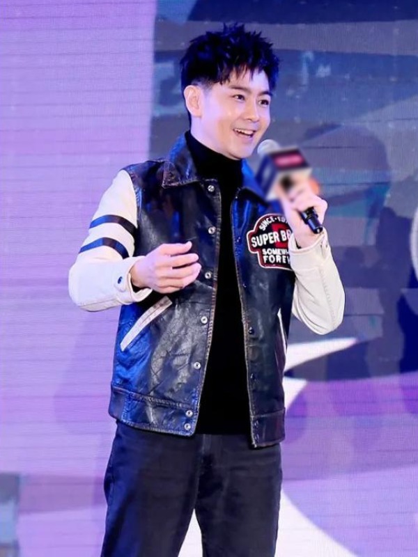 Model wearing gt show 2025 jimmy lin leather jacket