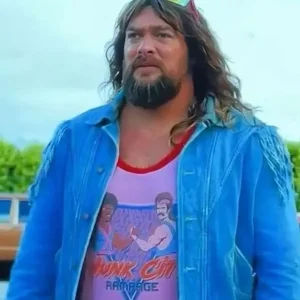 A Minecraft Movie 2025 Jason Momoa Blue Fringe Jacket