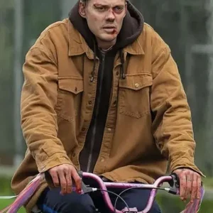 Locked 2025 Bill Skarsgard Brown Jacket